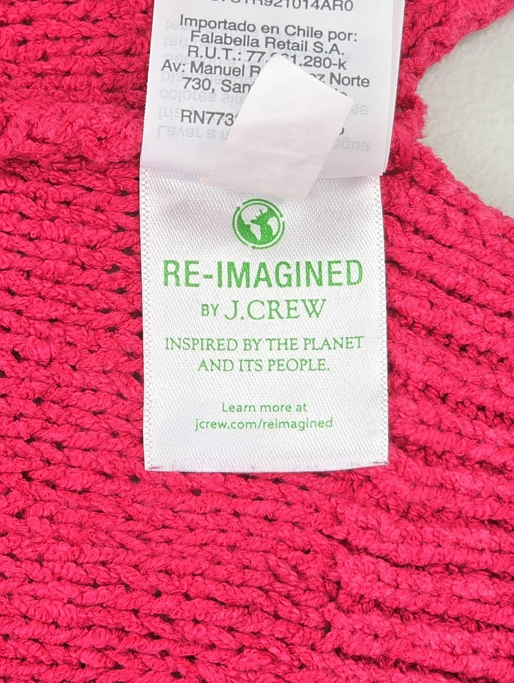 J.Crew Re-Imagined Tipped Beach Sweater Hot Pink Size XL